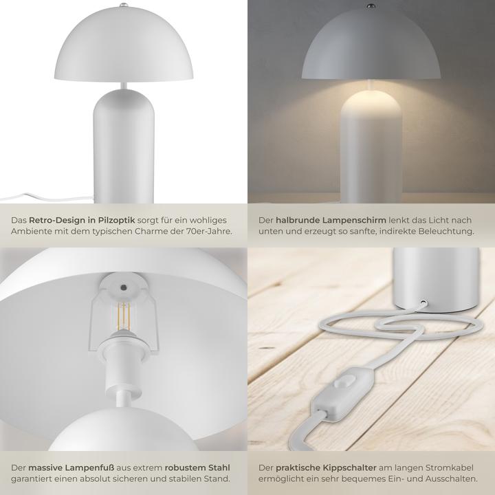 Produktbild tectake Kleine Retro-Tischlampe Altea, Pilzdesign, 40W (E14)