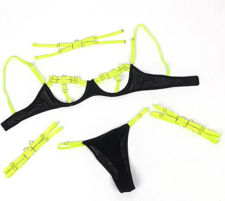 Productafbeelding Subblime - 955281 BH-set met ketting en been details fluor groen L/XL (L)