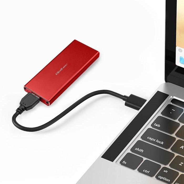 Actual product image Qoltec Aluminiowa Obudowa | Kieszeń na dysk M.2 SSD | SATA | NGFF | USB 3.0 | Super speed | 2TB | (M.2)