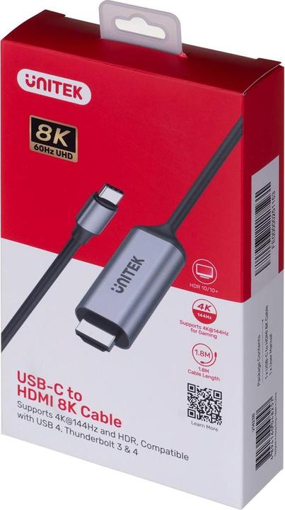Produktbild Unitek V1423A Adapter ist USB-C - HDMI 2.1 8K60Hz 1,8 m (1.80 m, HDMI)