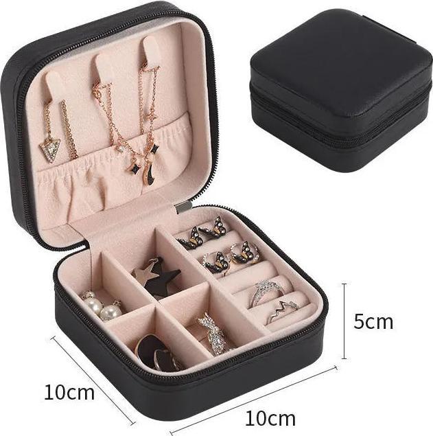 Only-Bags.Store Tragbare Schmuckschatulle, Schmuck-Organizer, Reise-Schmuckkästchen, Aufbewahrungsbox aus Leder mit
