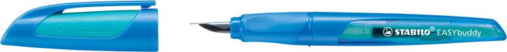 Actual product image STABILO EASYbuddy L fountain pen, left-handed, blue Learn-to-write pen with soft grip zone made of (Dark Blue, Light blue, 1 x)