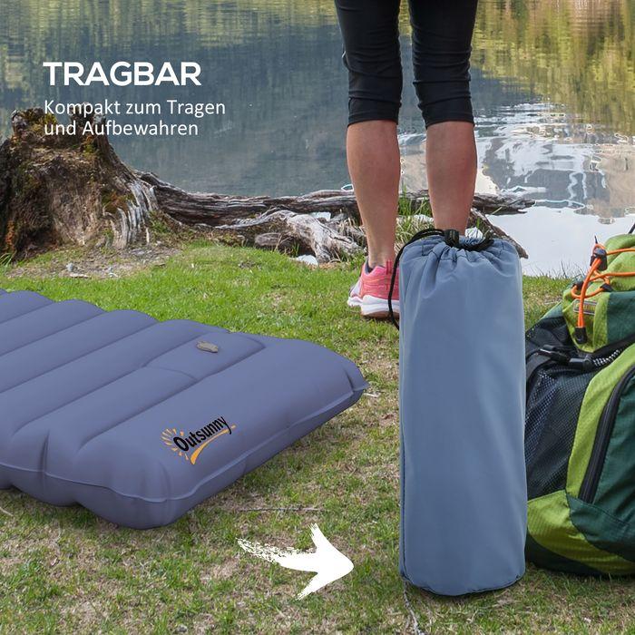 Produktbild Swisshandel24 Luftmatratze, Campingmatte, wasserabweisend, reissfest, mit Fusspumpe, Nylon, 200Lx60Bx10Hcm, Blau