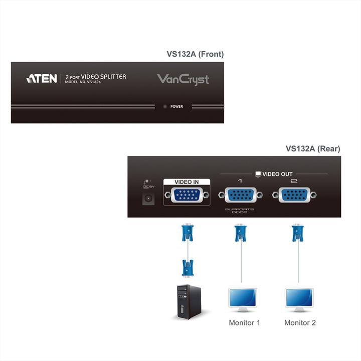 Produktbild Aten VS132A VGA Video-Splitter, 450MHz