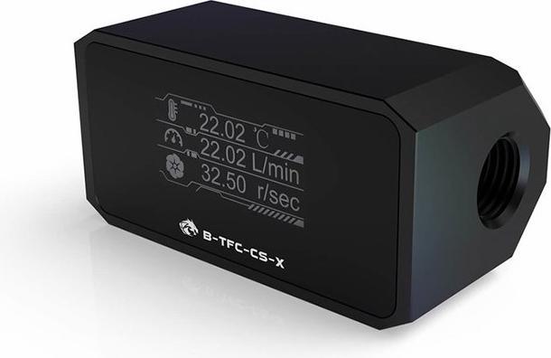Actual product image Bykski B-TFC-CS-X Digital Flow Sensor with OLED Display - Black