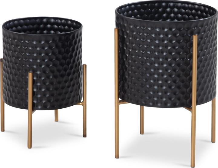 Actual product image FineBuy Set of 2 Planters FB92214 Metal Black (30 cm)