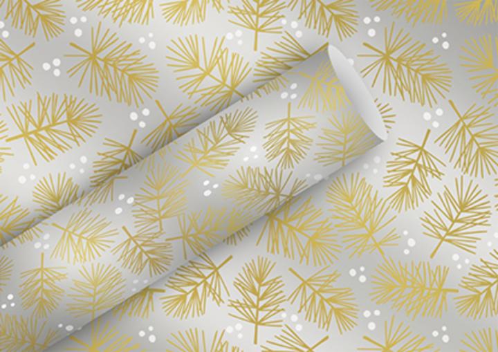Produktbild Braun + Company Geschenkpapier-Rolle Weihnachtszweige weiss-gold (Geschenkpapier)