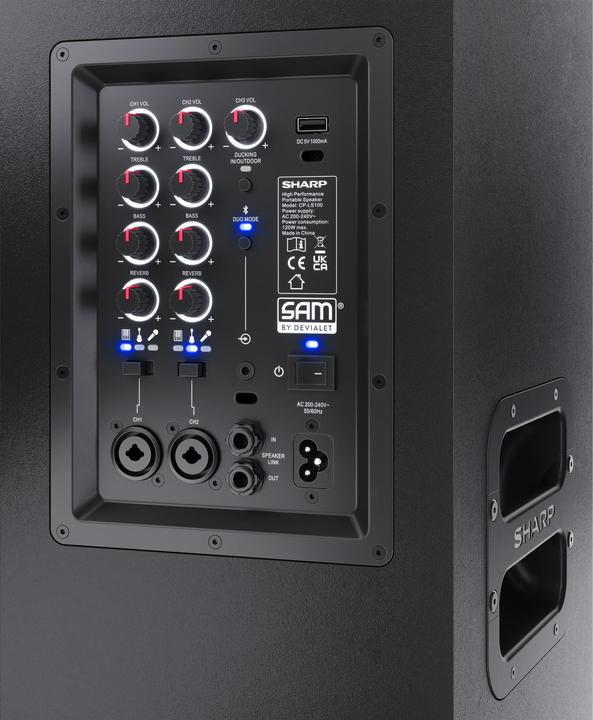 Actual product image Sharp CP-LS100 BT Party Speaker black (10 h, Rechargeable battery operated, Electrical connection)