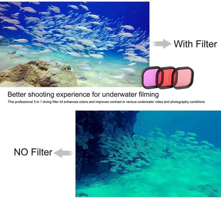 Immagine prodotto Ueli Express GoPro Hero 12 / 11 / 10 / 9 Black Custodia impermeabile Filtro subacqueo e starter set da viaggio (Eroe 12, Hero 11 Nero, Hero 10 Nero, Eroe 9 nero)