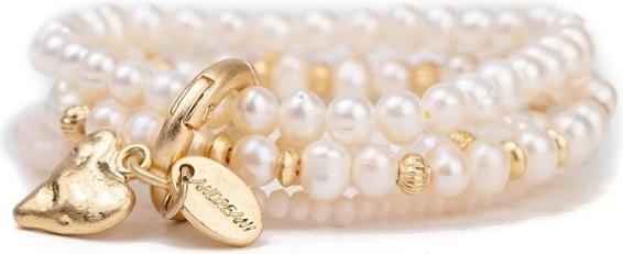 Produktbild Andreani Armband aus echten Süsswasserperlen breit mit Herzanhänger von (19 cm)