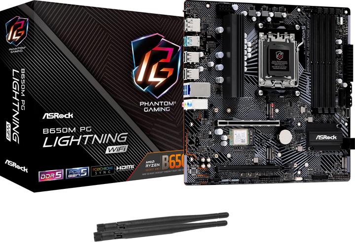 Image du produit AsRock B650M PG Lightning WiFi (AM5, AMD B650, mATX)