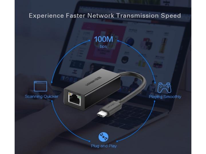 Actual product image Ugreen USB-C auf Ethernet Adapter für Smartphones & Tablets (USB-C, RJ45, RJ45 (1x))