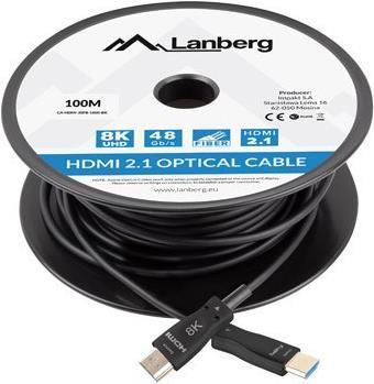 Actual product image Lanberg Cable HDMI M/M v2.1 100M 8K czarny optyczny AOC (100 m, HDMI)