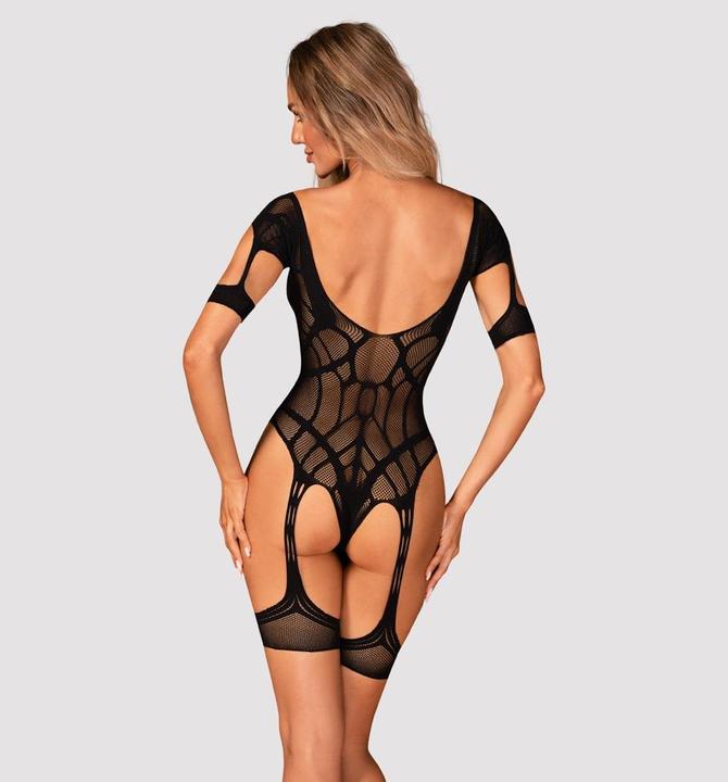 Actual product image Obsessive Mesh Bodystocking With Garter Design - Black (M/L)