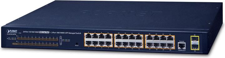 Actual product image Planet 802.3at PoE Managed Switch 24-Port 10/100/1000T 2-Port 100/1000X SFP (24 Ports)