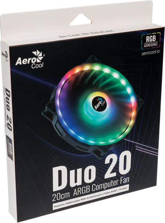 Produktbild AeroCool Duo 20 Computergehäuse Ventilator 20 cm Schwarz (200 mm, 1 x)