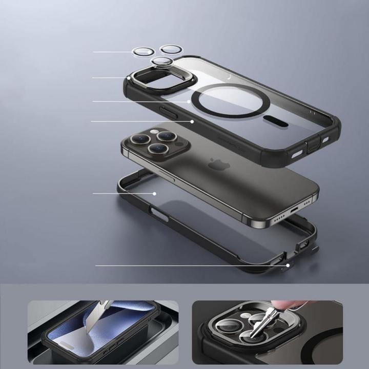 Actual product image ESR Armor Tough Kickstand Halolock Case with MagSafe for iPhone 15 Pro - Transparent & Black (Apple iPhone 15 Pro)
