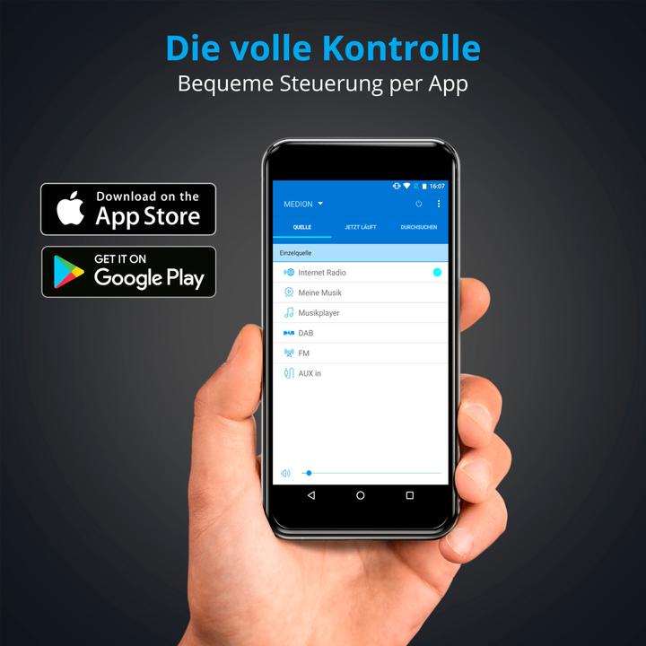 Produktbild Medion P85333 - DAB+ internetradio - Wifi - FM-ontvangst - Zwart (DAB+, AM, FM, MW, WLAN)