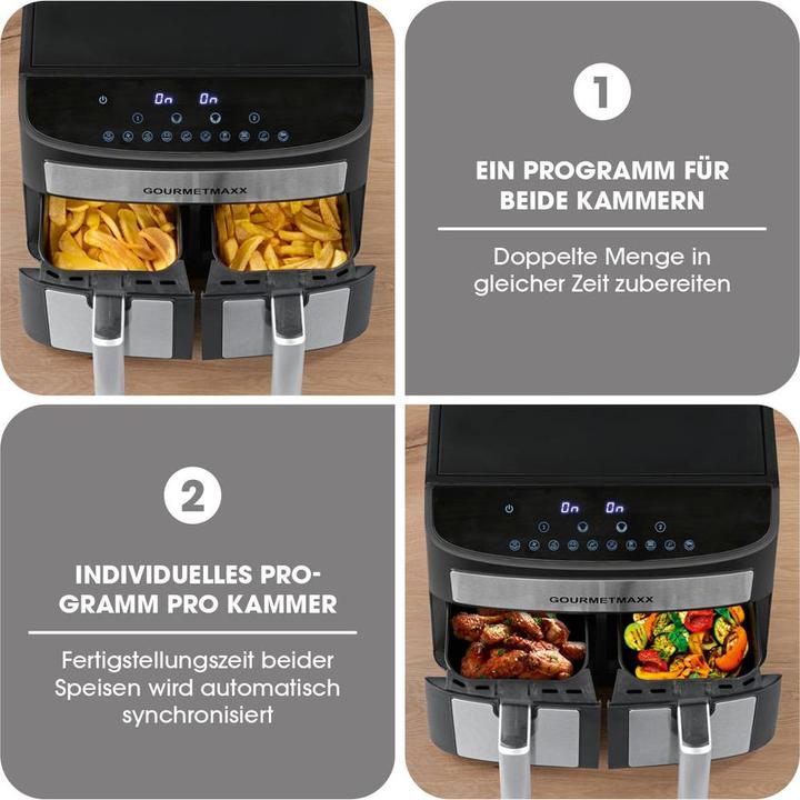 Actual product image Gourmetmaxx Hot air fryer, two-chamber
