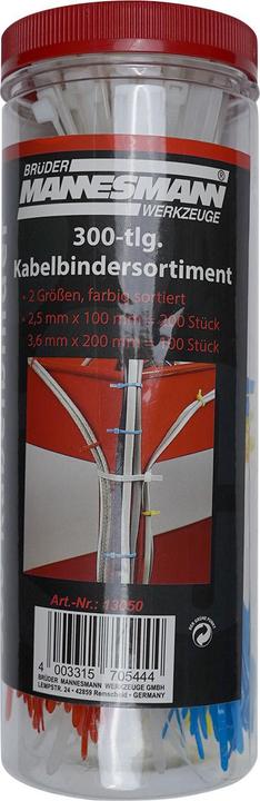 Mannesmann Kabelbinder-Set 300-tlg. (Kunststoffkabelbinder, 200 mm, 300 Stk.)