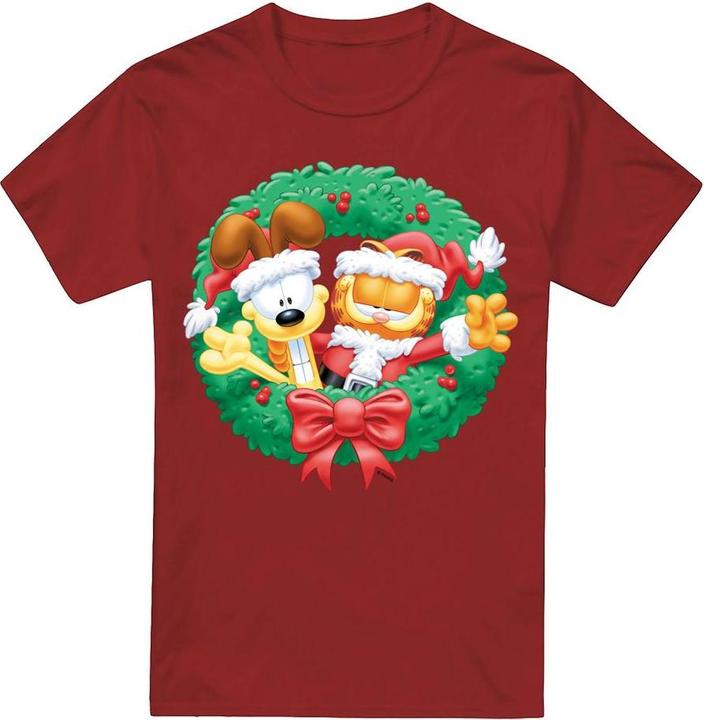 Actual product image Garfield Mens Wreath Christmas T-Shirt (XXL)