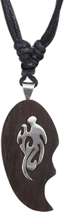 Image du produit Star Piercing Collier noir pendentif flamme tribale en bois Narra (Organique, sans laiton, Argent sterling 925)