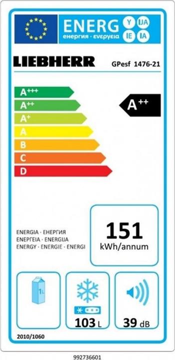 Etichetta energetica Liebherr Congelatore GPesf 1476 Premium A++ (Struttura autonoma, 106 l)