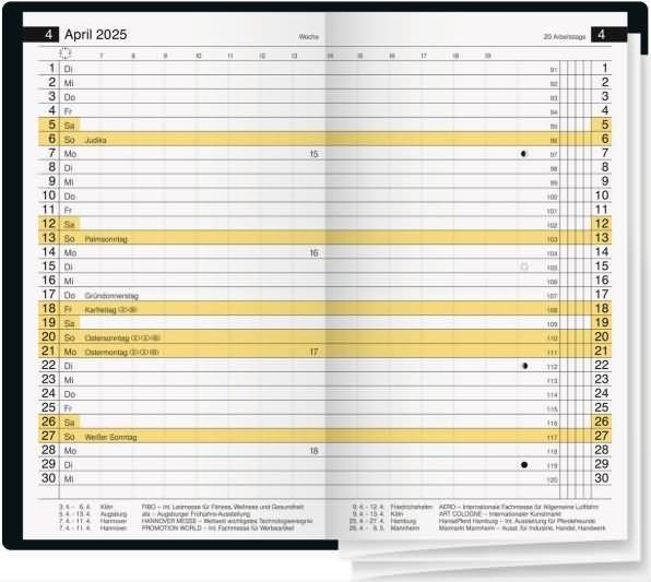 Produktbild Rido Taschenkalender Miniplaner d15 8,7x15,3cm 1 Monat/2 Seiten Kunststoff schwarz 2025 (Deutsch)