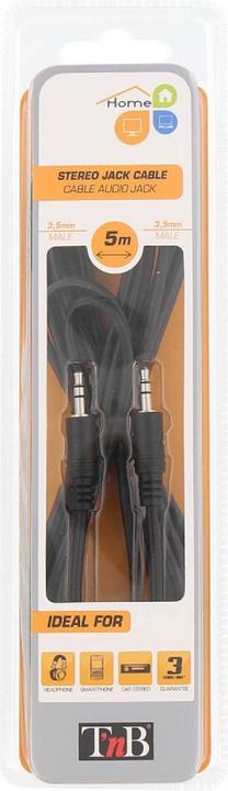 Actual product image T'nB CÂBLE AUDIO JACK 3,5MM 5M M/M (NOIR) (5 m)