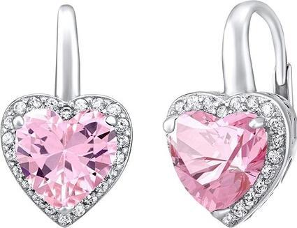 Silvego Silver earrings with pink hearts LPS0629EP