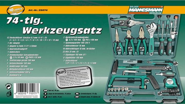 Produktbild Mannesmann Heimwerker Werkzeugset im Koff (74 Teile)