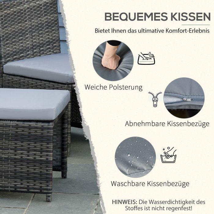 Image du produit Swisshandel24 Meuble de jardin en poly rotin pour 4 personnes, groupe de repas en rotin, ensemble de salon avec