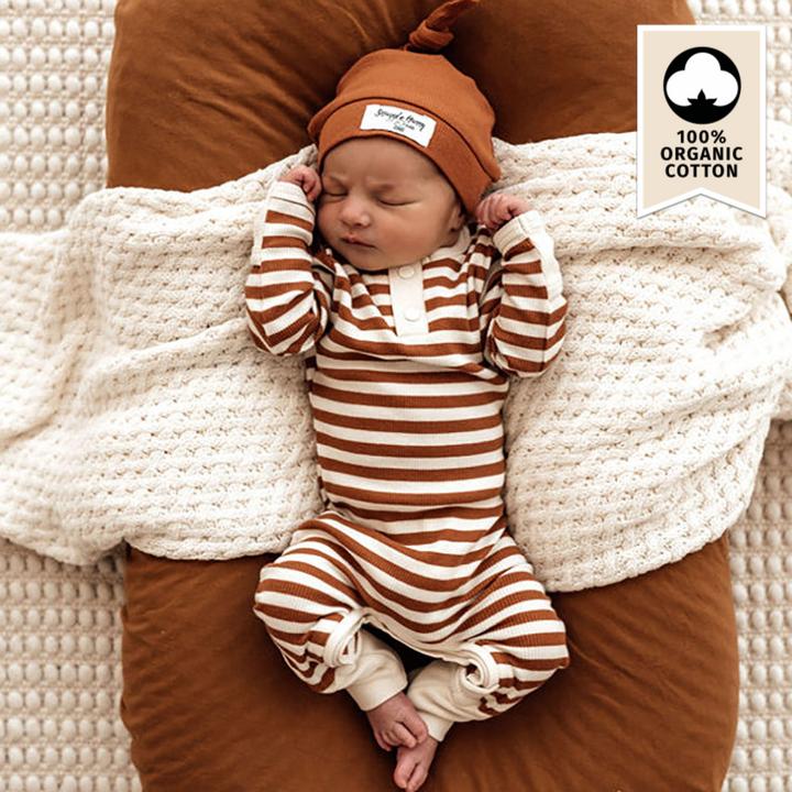 Snuggle Hunny Romper - Biscuit stripe (62)
