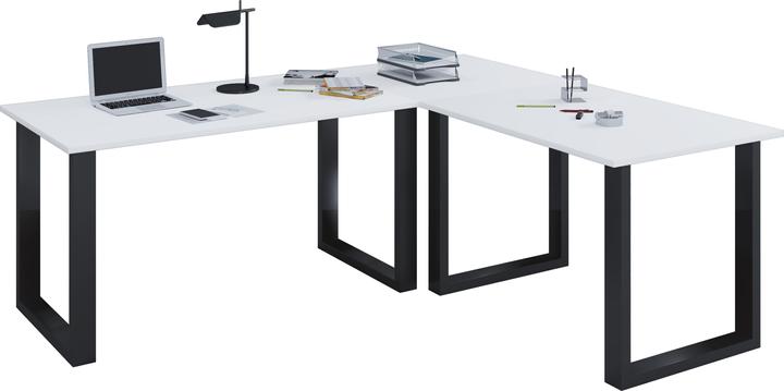 Produktbild VCM Büromöbel Eckschreibtisch Lona Tiefe 50 cm U Alu Schwarz (190 x 160 x 50 cm)