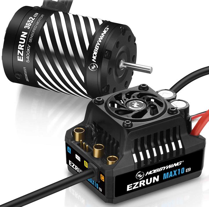 Actual product image Hobbywing Ezrun MAX10 G2 80A Combo with 3652SD 5400kV 3.175 Shaft