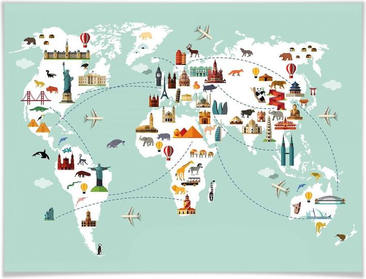 Immagine prodotto Trenddeko Viaggiare per il mondo (30 x 24 cm)