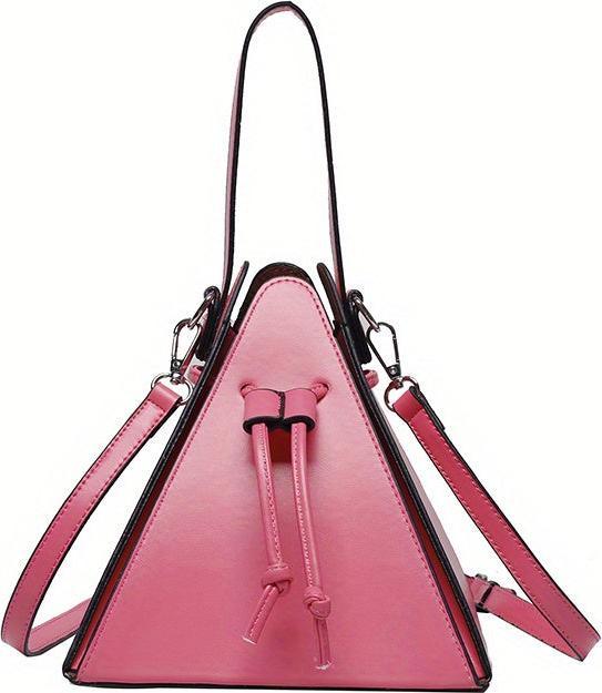 Actual product image Only-Bags.Store Mini Drawstring Bag, Solid Colour Crossbody Bag, Faux Leather Clutch Purse