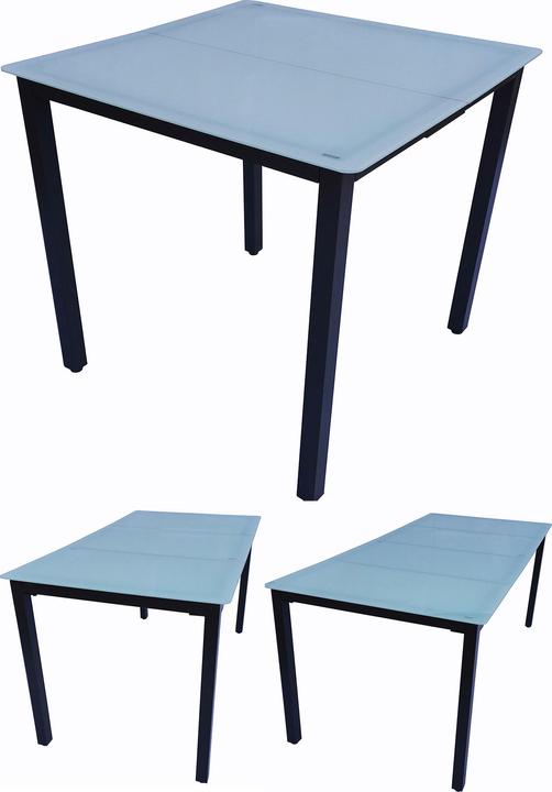 VCM Aluminum Table Glass Dining Table Garden Table Balcony Table Garden Furniture Frosted Glass (190 cm)