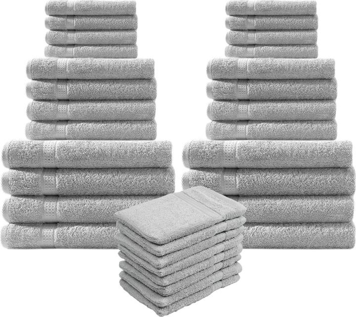 Casativo 32-teiliges Handtuch-Set aus 100% Baumwolle, silber