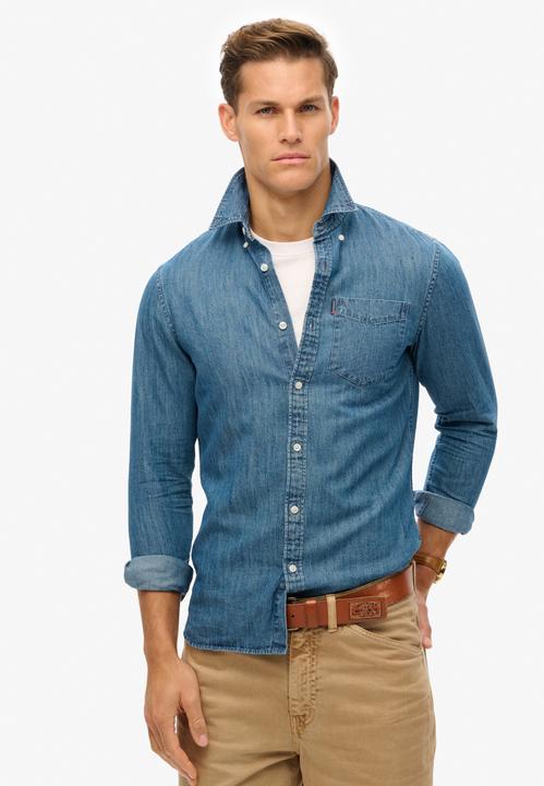 Produktbild Superdry ESSENTIALS L/S DENIM SHIRT Heren Overhemd (L)