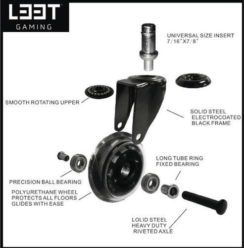 Actual product image L33T Castors for gaming chairs
