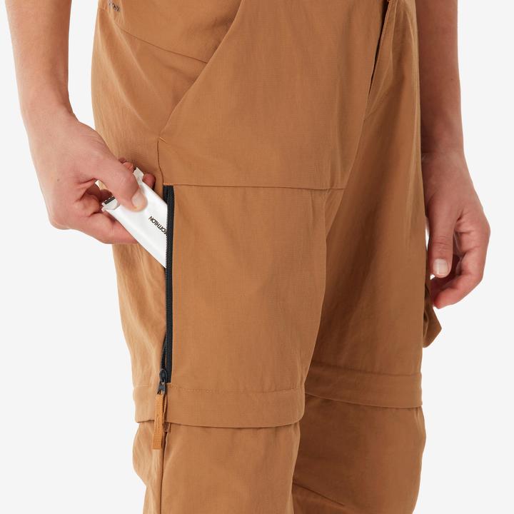 Actual product image Quechua Wanderhose Zip-Off-Hose MH500 Kinder Gr. 122–170 braun (8, 9, 10)