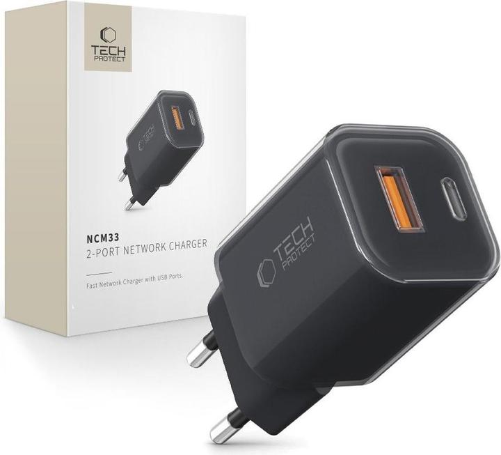 Produktbild Tech-Protect NCM33W 2-port PD33W/QC3.0 wall charger - black (33 W)