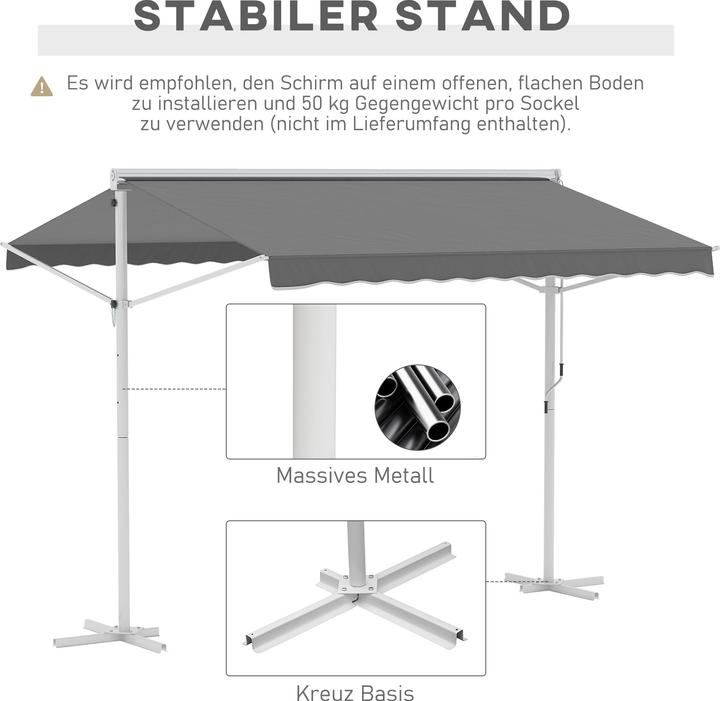 Produktbild Outsunny Standmarkise mit Kurbel (2.94 m)