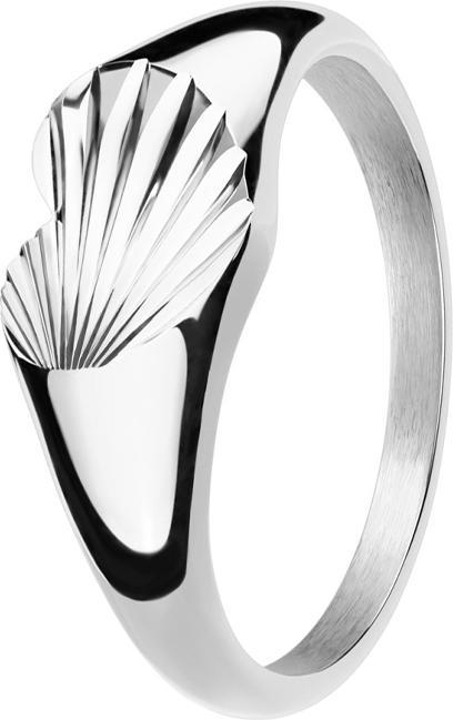 Produktbild Star Piercing Ring silber Herz gerillt (ohne Messing, Chirurgenstahl 316L)