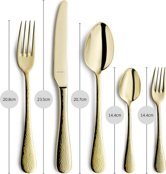 Produktbild Amefa SIERRA Besteckset 30-teilig PVD champagner (30 Stück, Messer)