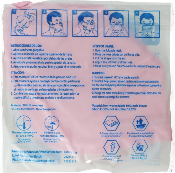 Produktbild AccuCell 10 Stück FFP2 Maske Pink 5-Lagig, zertifiziert nach DIN (FFP2, 10 x)