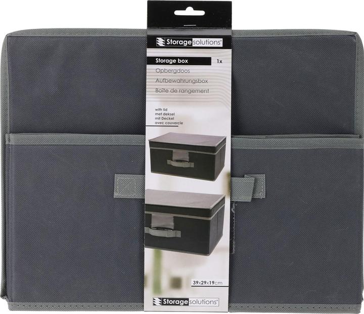 Image du produit Storage Solutions 2er-Set Aufbewahrungsbox mit Deckel & Henkel, faltbar in 2 Grössen, schwarz