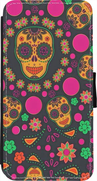 Actual product image PhoneLook Cover Wallet black Halloween 22 colourful mexican skulls (Apple iPhone 7)