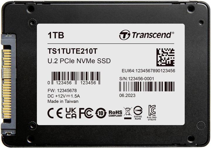 Produktbild Transcend UTE210T 1 TB Interne U.2 PCIe NVMe SSD 6.35 cm (2.5 Zoll) PCIe NVMe 4. (1000 GB, 2.5")